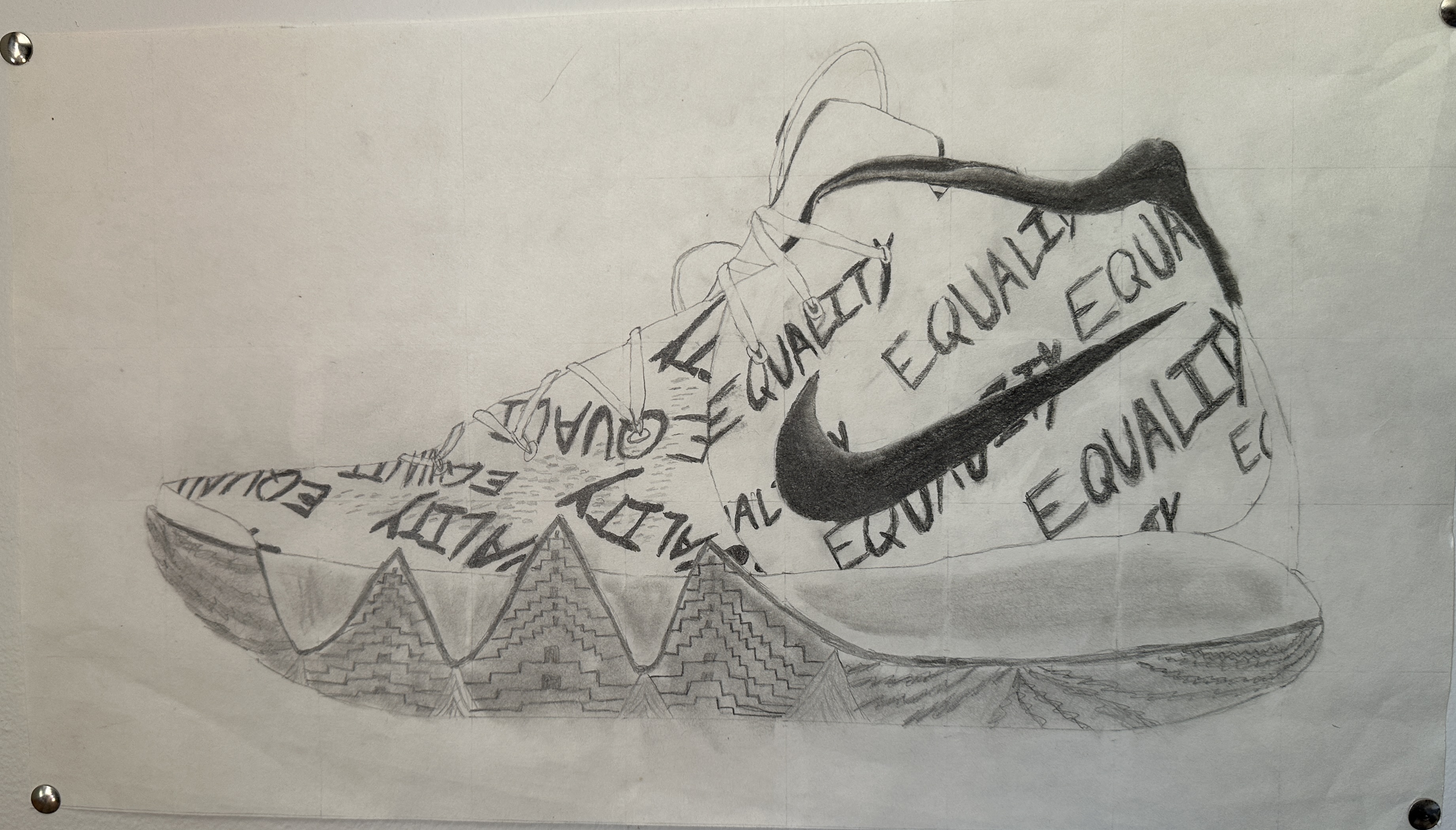 a pencil drawing of the Black History Month Kyrie 5